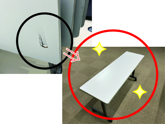 スタッキングテーブルの天板取替施工事例